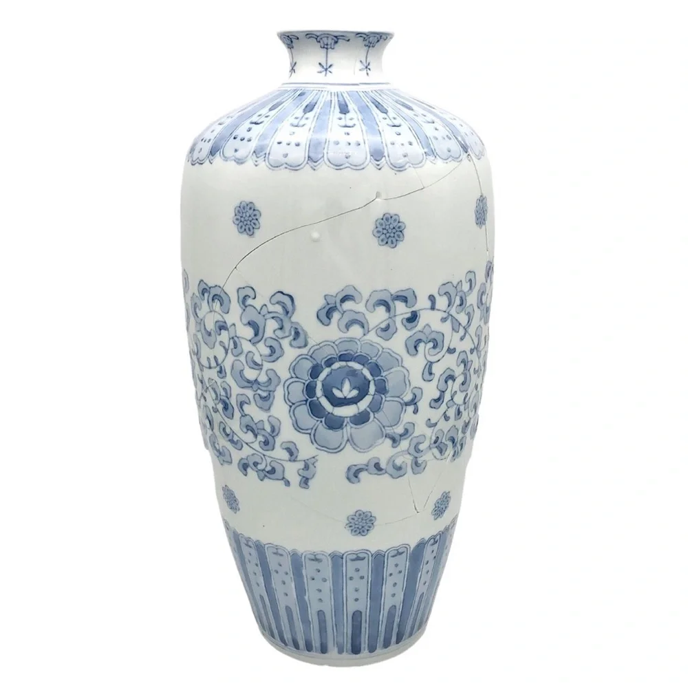 Kintsugi Vase 15” Chinese Porcelain Gold Crack Art Growth Anniversary Gift - Picture 2 of 12